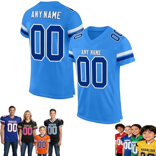 Football Trikot, Personalisiert American Football Spieltrikots mit Name Nummer Personalisierte Trikot T-Shirt für Training/Spiel/Individuelles Geschenk Kinder Erwachsene Junge Mädchen Herren Damen