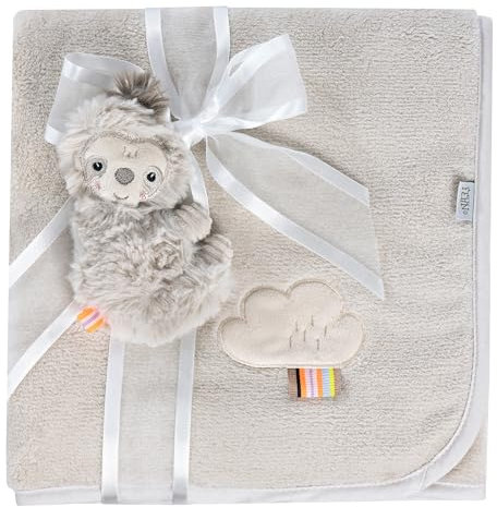 Fehn Kuscheldecke Faultier – Kuschelige Schmusedecke für Babys und Kleinkinder ab 0+ Monaten - zum Kuscheln, als Krabbelunterlage, Schnuffeltuch oder Zudecke für zuhause und unterwegs