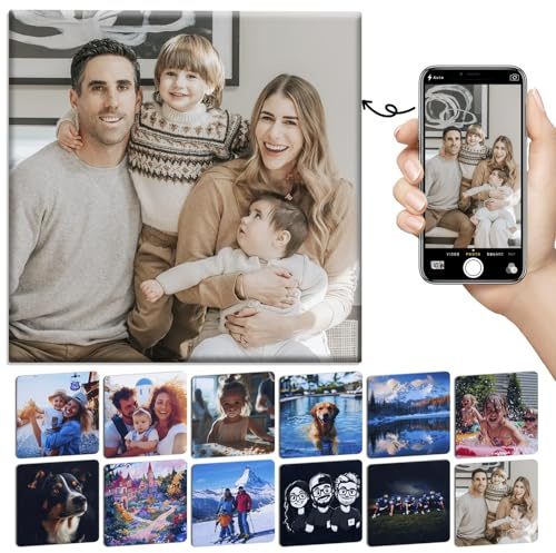 Custom Photo Fridge Magnets 2.5x2.5 Inch, Upload Photos, 12 Pack