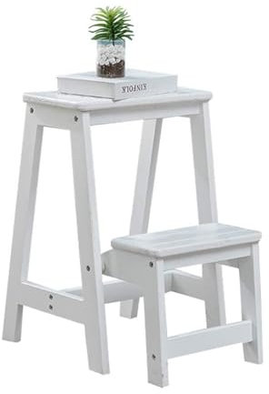 Step Stool Step Chair, Wood 2 steps Lightweight Stool, Folding Step Stool for Home and Library and Loft Dual Use Ladder Shelving - 150kg Capacity