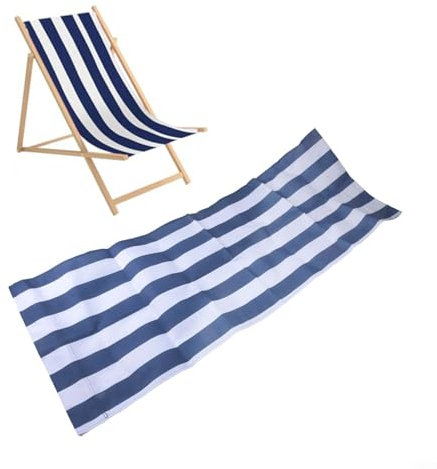 Ersatzbezug für Strandliege, doppelseitiges Polyestergewebe, wasserdicht, schnell trocknend, tragbar, Klappstuhl-Abdeckung für Sonnenliege, Weiß, Blau (1 Stück)