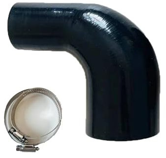 JKELPV Tubo Turbo Aria Tubo Flessibile in Silicone, Riduttore a 90 Gradi, Diametro variabile, per aspirazione Aria, Alta Pressione con 2 Morsetti Manicotto INTERCOOLER(Black,ID76-102mm)