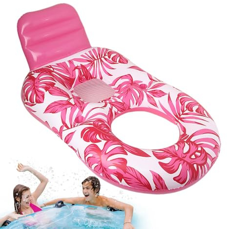 Zuasdvnk Aufblasbare Pool-Schwimmliege für Erwachsene – Ahornblatt-Design, Floß mit Getränkehalter für Teenager, Bräunung, Outdoor, See, Hinterhof, Innenbereich