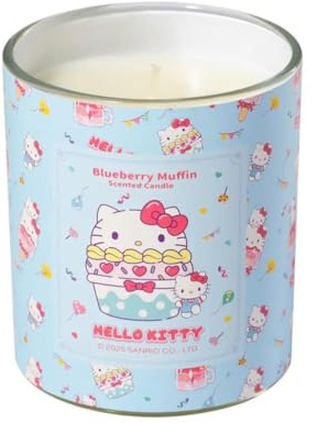 Hello Kitty Scented Candle – 213g 1-Wick Decorative Candle – Fruity, Floral & Bakery-Inspired Scents –35 Hours Long Burning Time - Candles Gifts for Women (Blueberry Muffin)