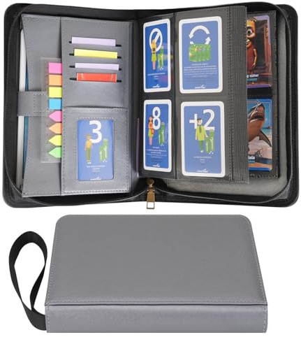 Wonderpool 4 Fächer Sammelkarten Ordner Fotokarten Album A5 Binder für 240 Fächern Leder pu Kartenhalter und Sportkarten Seitenladender Kartenordner für MTG TCG Spiel und Sportkarten (Grau)