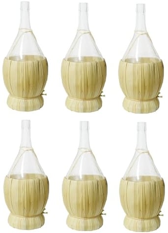 MIKONI Weinkaraffe Glasflaschen 2 L, 6 Stück, leere Flaschen mit Schraubverschluss, kleine Likörflaschen zum Befüllen, Weinflaschen aus Glas, Dekoflaschen, Saft, Likör, Schnaps, Whisky, Cognac (6)