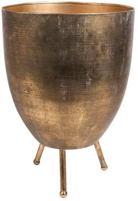 wilko Large Planter with Textured Pattern, Gold, Metal, Rustic Finish, Durable, Indoor, 44 x 31 x 31cm