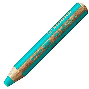 STABILO - Buntstift, Wasserfarbe & Wachsmalkreide - woody 3 in 1 - Einzelstift - türkis