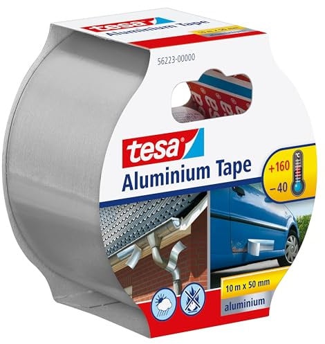 tesa Aluminium Klebeband/Selbstklebendes Aluminiumband für Reparaturen von metallischen Oberflächen / 10m x 50mm