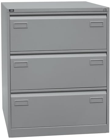 Bisley LIGHT Hängeregistraturschrank, doppelbahnig, DIN A4, 3 HR-Schubladen, Metall, 355 Silber, 62.2 x 80 x 101.6 cm | 2-bahnig, 3 Schübe, DIN A4, silber