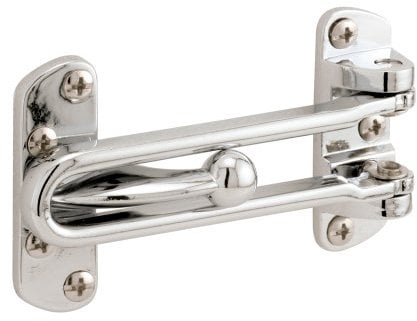 Prime-Line U 9900 Diecast Security Swing Bar Lock for Hinged Swing-in Doors, 3-7/8 Inch Bar Length by 2-1/2 Inch Height, Chrome, Set of 1