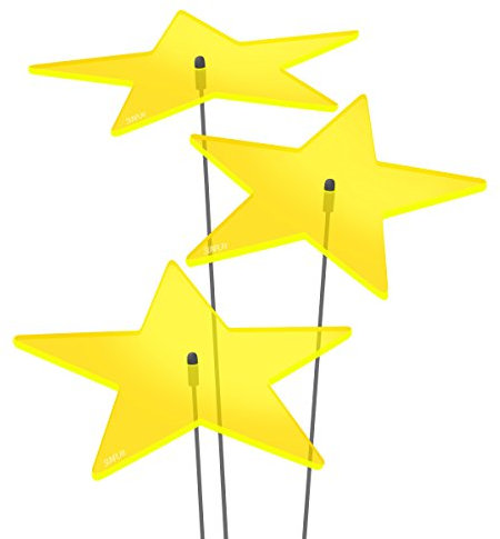 SUNPLAY Sonnenfänger Sterne Lisa in GELB, 3 Stück je 10 cm Durchmesser im Set + 35 cm Schwingstäbe