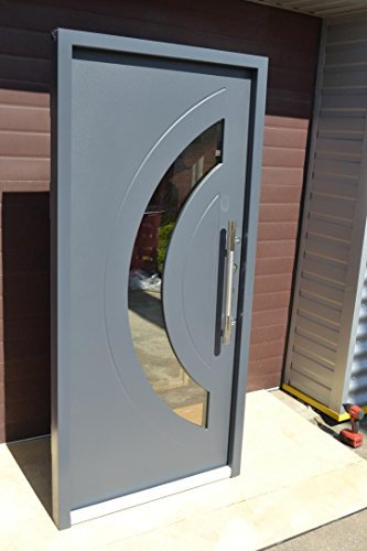 Nr.3, Design Haustür, Wohnungstür in Anthrazit 1000x2100 mm, Innen DIN rechts, Exklusive Haustür Türen Stoßgriff Haus-Eingangstüren Anthrazit Tür