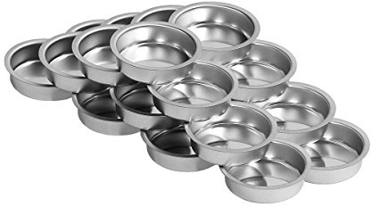 Teelichthalter silbern Ø 40mm / 12mm flach - Teelicht Tülle für Standard Teelichtkerzen. EIN echtes deutsches Qualitätsprodukt., Größe:20er Set