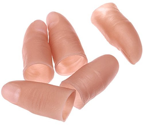 Dophee 5PCS Fake Soft Thumb Tip Finger Magic Trick Thumb Close Up Magic Appear Vanish for Bar Stage Show Prop Prank Toy Magicians Novelty Accessories