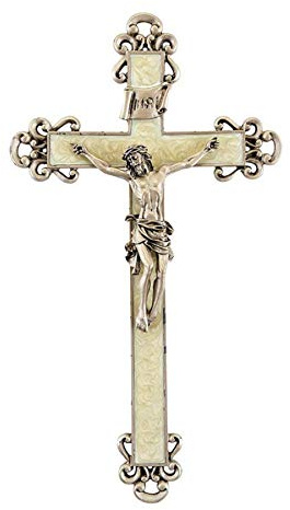 Epoxy Floral Crucifix with Pewter Christ Corpus, 10