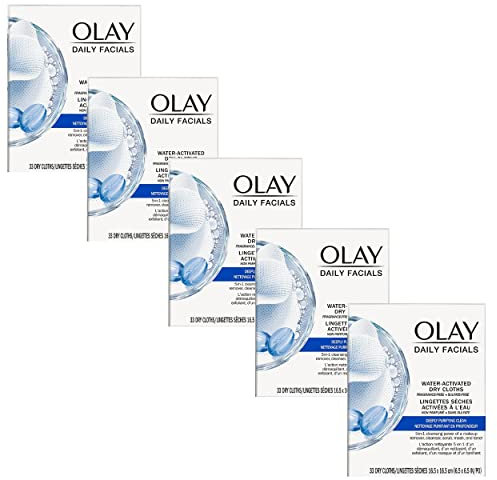 Olay Daily Deeply Clean 4-In-1 Water Activated Cleansing Face Cloths 33Ct Pack Of 5