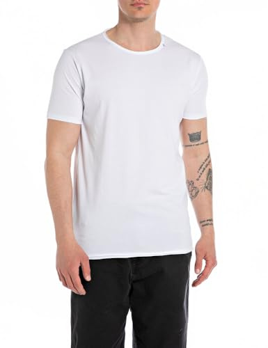 Replay Herren M3590 .000.2660 T-Shirt, Optical White 001, XL EU