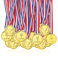 Pllieay 100 Pièces Médailles Enfants Médailles Or en Plastique pour Compétition, Thème Sport Day, Récompenses