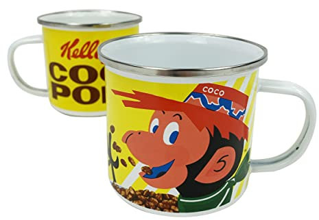 Kelloggs Coco Pops Enamel Camping Mug - Retro Caravan Gifts and Camping Accessories - Fun Vintage Style Coffee Cup for Women, Men, and Children