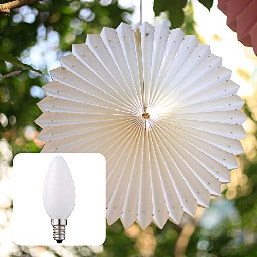 Hellum Sunny Lampion, Papier Lampion Weiß mit LED Glühlampe, E14 Lampenfassung, Papier-Laterne für indoor, Ø 40cm , Dekoration Party Hochzeit, Fensterdekoration 523560