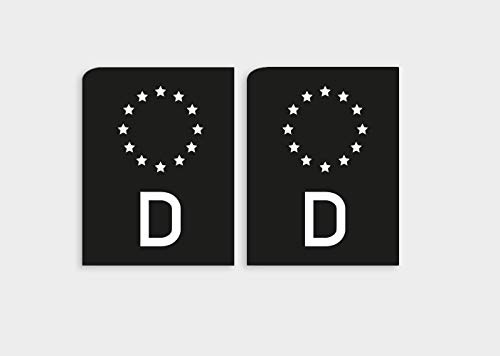 2 Stück Nummernschild Kennzeichen Aufkleber Verkleinertes Nummernschild EU-Feld in Schwarz überkleben