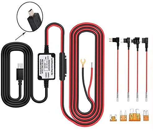 Aofan Dash Cam Hardwire Kit - Mini USB Port with 4 Fuse Types ACU/ACN/ACZ/ACS for Dash Cam, GPS Navigator, Radar Detector