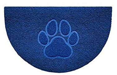 Nicoman Embossed Halfmoon Half Circle Door Mat Dirt-Trapper Jet-Washable Doormat 70x44cm (Blue, PAW Shape) - Use Indoor or Sheltered Outdoor