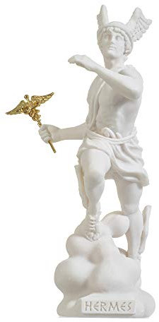 BEAUTIFUL GREEK STATUES Hermes Mercury God Zeus Son Römische Statue Alabaster 22,9 cm