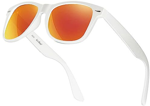 iceBoo® Sunglasses Vintage Classic Style Retro Stylish Designer Frames Unisex UV400 Protection Lenses (White Frame (2233))