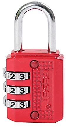 RESET -071 - Candado pequeño de combinación de 3 dígitos para mini taquilla, candado de viaje, diario, caja, equipaje, maleta, mochila, rojo