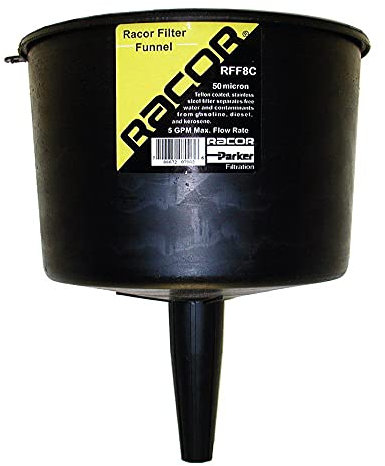 Parker Racor Entonnoir de Filtrage pour Carburant, Diesel, Essence à 50 mic et Séparateur d'Eau à 100%, Protection pour Véhicules, Bateaux, Tracteurs pendant le Ravitaillement, Débit 19 l/m | RFF8C