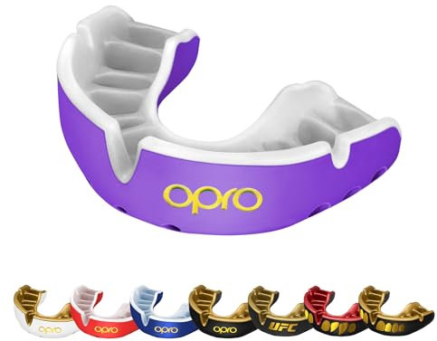OPRO Gold Level Mundschutz, Mundschutz Sport Erwachsene und Kinder, mit Vorgesetzter Komfort für Boxen, Lacrosse, MMA, Kampfsport, Hockey und alle Kontaktsportarten (Lila, Erwachsene)