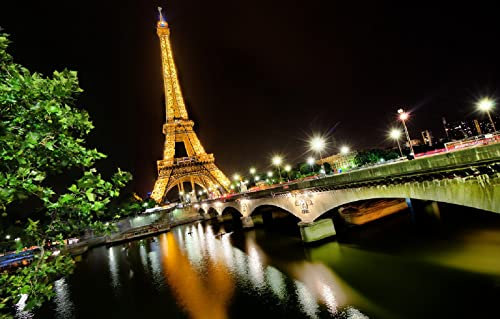 LHJOYSP Puzzle Escape Room 1000 Teile Lichter der Stadt Nacht Brücken Flüsse Seine Eiffelturm Paris Frankreich Paris Frankreich 75x50cm