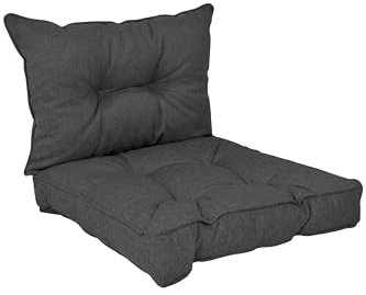 POKAR Loungekissen Stuhlkissen für Stuhl Rattanmöbel Gartenmöbel Kissen, 2er Set (1x Sitzkissen 40x40x10 cm + 1x Rückenlehne 50x40x10 cm), Anthrazit