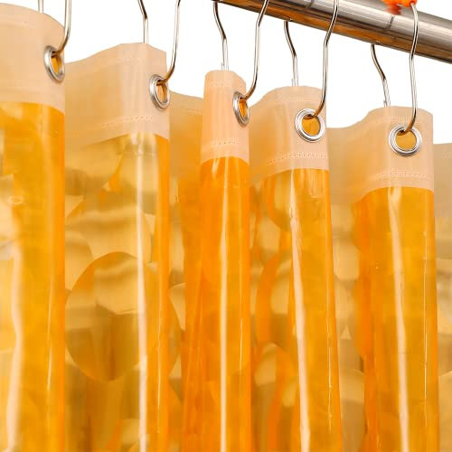 Ga-Geetopia Doublure de Rideau de Douche en Plastique EVA 3D Orange – Poids léger de qualité supérieure 182,9 x 182,9 cm avec œillets métalliques antirouille et Aimant lesté