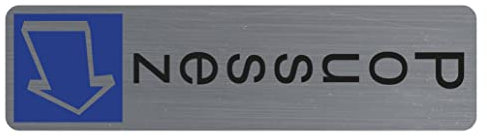 Exacompta - Réf. 67157E - 1 plaque de porte adhésive verticale Poussez - Plaque murale imprimée de signalisation - Sur tous supports - Aspect aluminium brossé - Dimensions : 4,4 x 16,5 cm