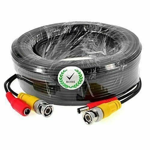 Multibao 2-in-1 BNC Video Power Cable - 5M, 10M, 20M, 30M, 50M DC Power Video Lead Cables for CCTV Security Camera DVR Extension - Black