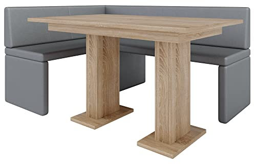 Eckbank Akiko mit Tisch - Eckbankgruppe für Ihrem Esszimmer, Küche modern, Sitzecke, Essecke. Perfekt für Küche, Büro und Rezeption. Solide und Starke Verarbeitung (Soft 29, 196x142 Links)