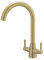 Heable Kitchen Mixer Tap Dual Lever Swivel Spout Brushed Gold Sink Taps with UK Standard Fittings