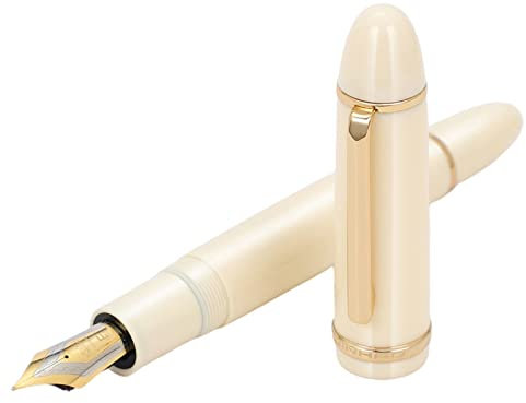 Jinhao X159 Ivory White Acrylic Fountain Pen Gold Trim, Large #8 Fine Nib Office Pen Calligraphy Writing