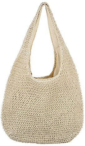 LUI SUI Sac fourre-Tout en Paille Sac à bandoulière de Plage d'été pour Femme, Sac à Main tissé à la Main décontracté de Grande capacité