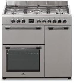 Cuisiniere piano gaz 3 fours électriques CONTINENTAL EDISON CECP903FIX 5 feux - Inox - Largeur 90 cm