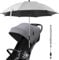 Baby Stroller Umbrella 360° UV Protection Pram Parasol Baby Stroller Canopy with Adjustable Clamp and Flexible Arm Waterproof Baby Umbrella for Buggy Bike Wheelchair Beach Chair (Grey, 75cm)