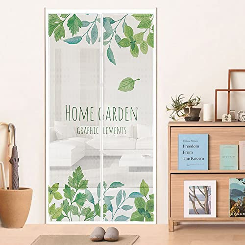JYHCD Zanzariera Magnetica con Chiusura Automatica,Foglia Verde Zanzariera Magnetica per Porte,Tende Zanzariera per Porta,Facile da Installare,per Balcone Soggiorno-Bianco,3,85x200cm(W x H)