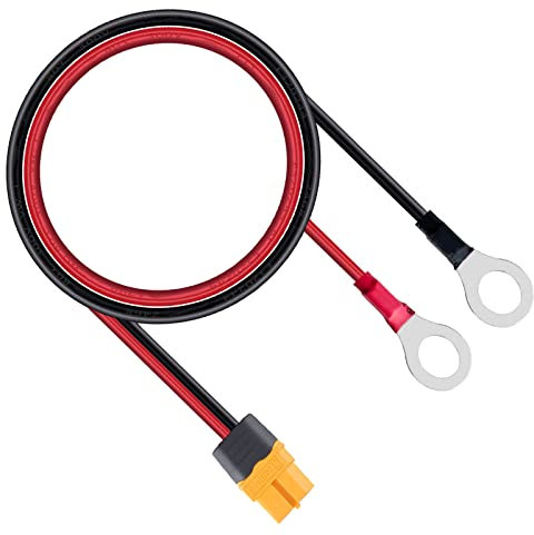 ZkeeShop XT60 zu O Ring Klemmenkabel XT60 auf O Ring 12AWG Verlängerungskabel für Powerstation Solarpanel Lipo Batterie 1.5M (XT60 Buchse)