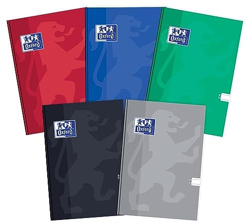 Oxford Notizbuch Kladde A4, 96 Blätter, Linie, 5 Stück-Packung Farbenmix