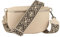 MIRROSI® Bauchtasche Damen, Echtleder, Made in Italy, Umhängetasche, Brusttasche, Crossbody Bag (1 Tasche & 2 Gurte) (Beige (KARO Beige Schwarz), Große Tasche (28x18x9cm))
