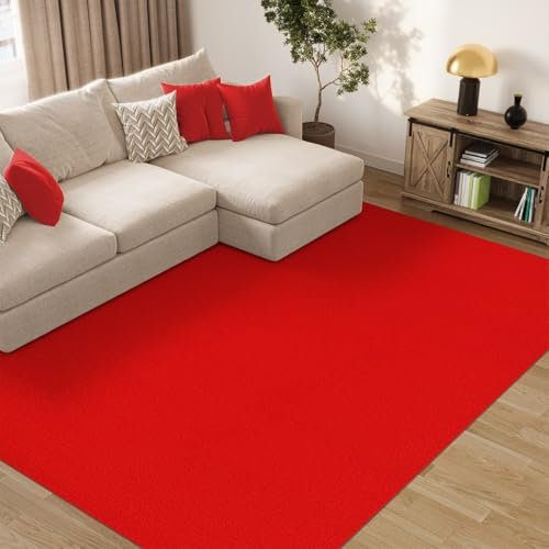 TAPISO Mono Teppich Kurzflor Indoor Outdoor UV-beständig Rot Einfarbig Wohnzimmer Schlafzimmer Kinderzimmer Modern Design ÖKO-TEX 80 x 150 cm