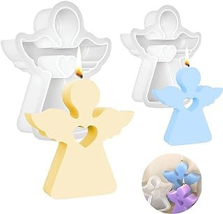 Moldes de silicona 3D con forma de ángel, 2 moldes de velas para fundición, moldes de silicona para Pascua, moldes de silicona para velas de jabón, yeso, velas, más manualidades